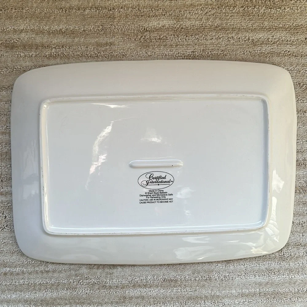 Certified International Sherri Buck Baldwin Autum Fall Dog Serving Platter Plate